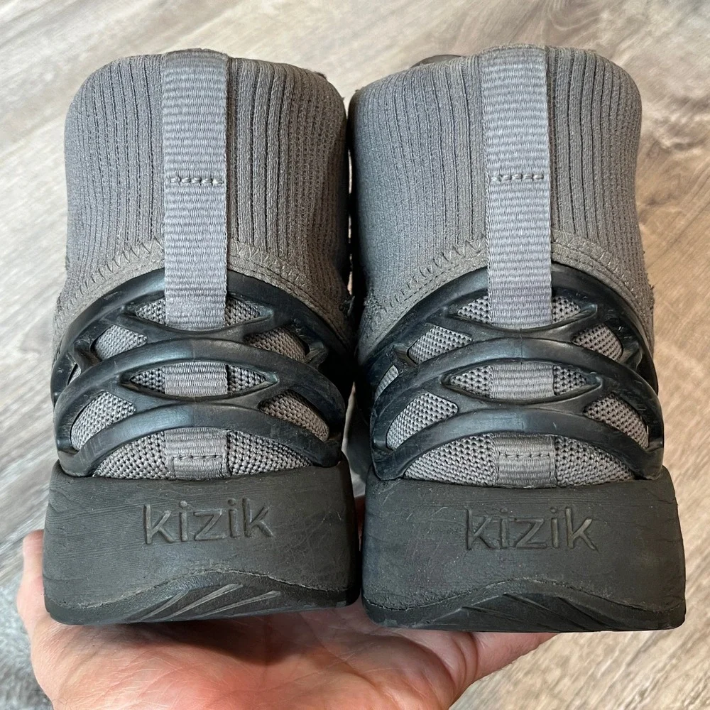Kizik Mens Hands Free Slip On Knit Mid Top Sneakers Grey Hoka Insoles